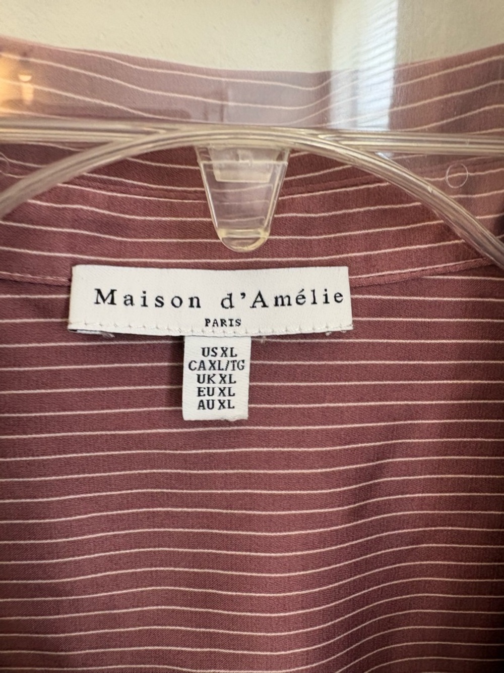 Maison d’Amélie Mauve-Striped Button Front Blouse Sz:XL - Picture 2 of 6